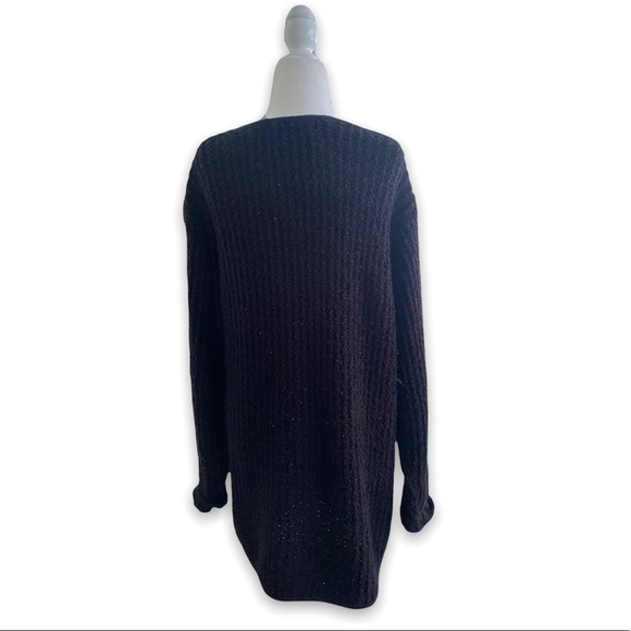 Wool black long cardigan with pockets - Picture 2 of 2